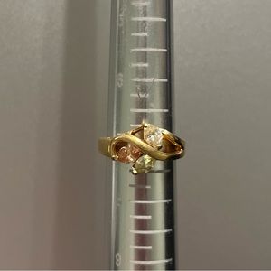 Leafy Green & Orange Crystal Gold Ring